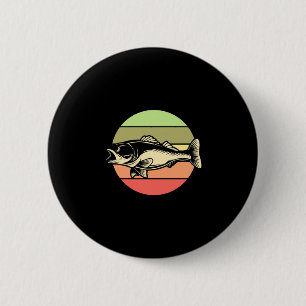 Vintage striped bass striper funny fisherman 6 cm round badge