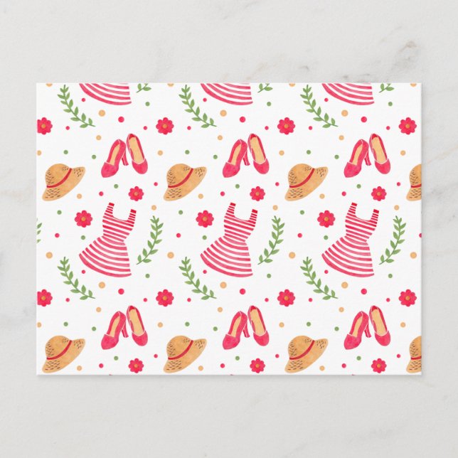 Vintage Striped Dress Pattern Postcard (Front)