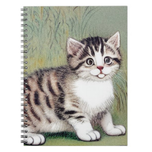 Vintage Striped Kitten Illustration Notebook