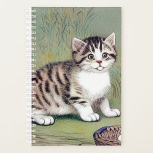 Vintage Striped Kitten Illustration Planner