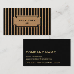 Vintage Striped Kraft Paper Business Card