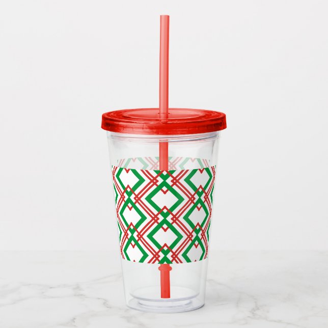 Vintage striped red and green acrylic tumbler (Front)