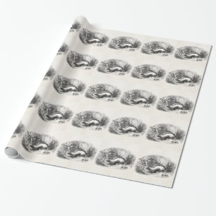 Vintage Striped Skunk 1800s Skunks Illustration Wrapping Paper