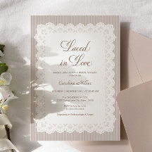Vintage Stripes Brown Laced in Love Bridal Shower