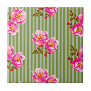 Vintage stripes ceramic tile