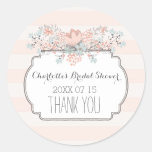 Vintage Stripes Floral Bridal Shower Favour Tags