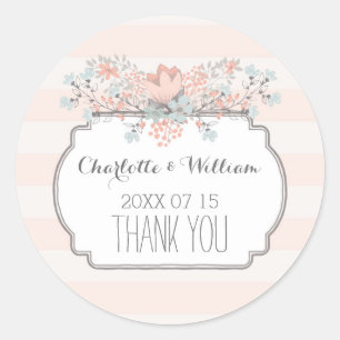 Vintage Stripes Floral Wedding Favour Tags