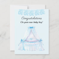 Vintage stroller baby boy congratulations cards