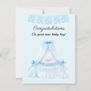 Vintage stroller baby boy congratulations cards