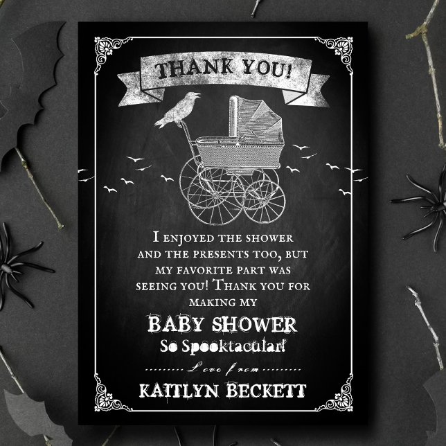 Vintage Stroller Halloween Baby Shower Thank You Card (Creator Uploaded)