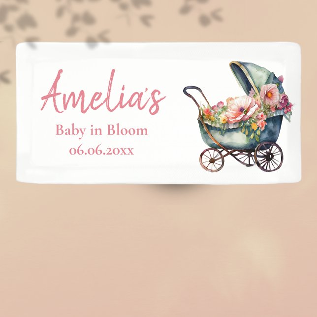 Vintage Stroller Personalised Baby Shower Banner (Creator Uploaded)