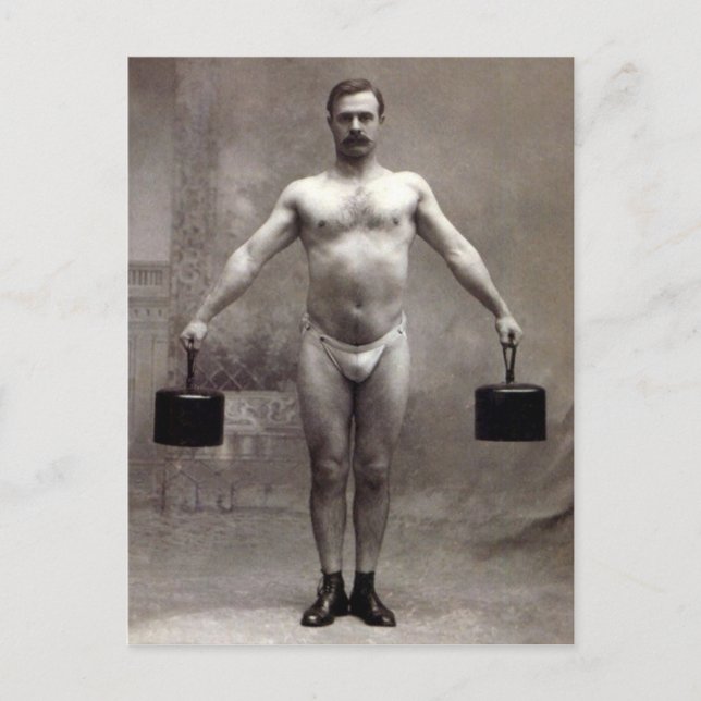 Vintage Strongman Postcard (Front)