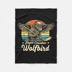 Vintage stupid canadian wolf bird funny loon meme fleece blanket