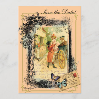 Vintage Style 18th Century Couple Save the Date Invitation