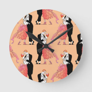 Vintage-Style 1920s Dancing Couple Round Clock