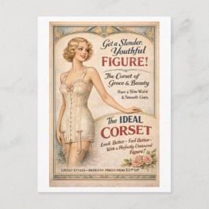 Vintage-Style 1930s Corset Advertisement Postcard