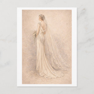Vintage-Style 1930s Wedding Gown Postcard