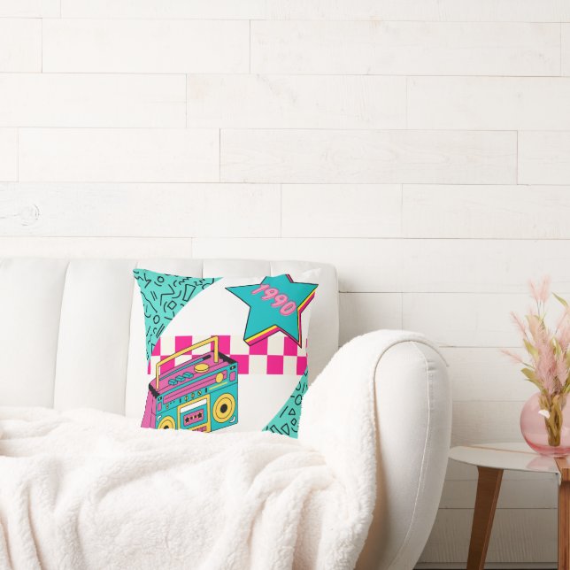 Vintage Style 1990 Stereo Throw Pillow (Couch)