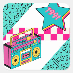 Vintage Style 1991 Stereo  Square Sticker
