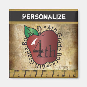Vintage Style 4th Grade Teacher Magnet
