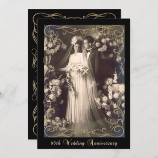 Vintage Style 60th Wedding Anniversary Invitation