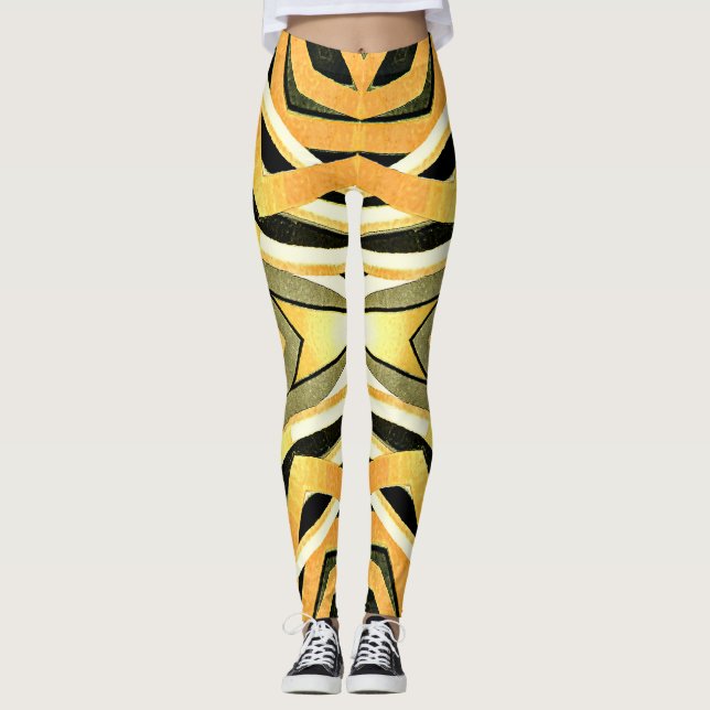 Vintage style abstract trendy design leggings (Front)
