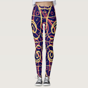 Vintage style abstract trendy design leggings