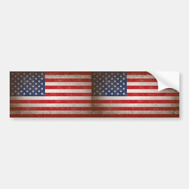 Vintage Style American Flag Patriotic Design Bumper Sticker (Front)