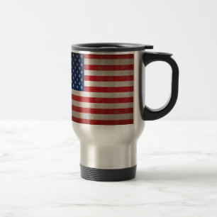 Vintage Style American Flag Patriotic Design Travel Mug