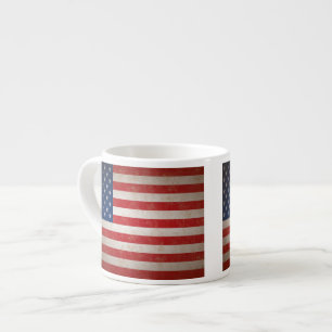 Vintage Style American Flag Patriotic Espresso Mug
