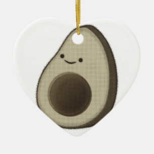 Vintage Style Avocado Drawing Ceramic Tree Decoration