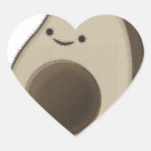 Vintage Style Avocado Drawing Heart Sticker
