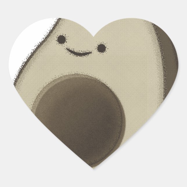Vintage Style Avocado Drawing Heart Sticker (Front)