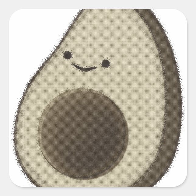 Vintage Style Avocado Drawing Square Sticker (Front)