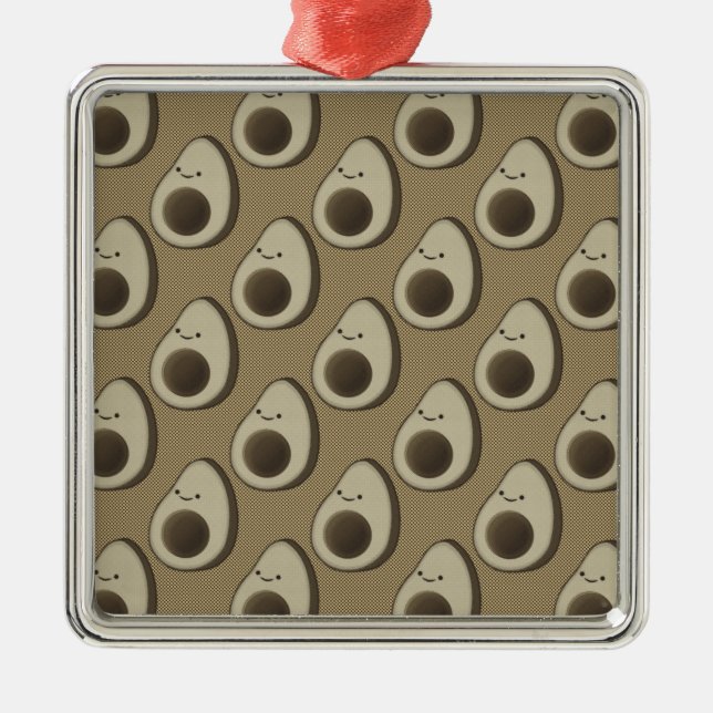 Vintage Style Avocado Pattern Metal Ornament (Front)