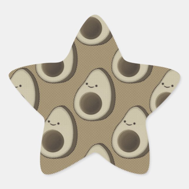 Vintage Style Avocado Pattern Star Sticker (Front)