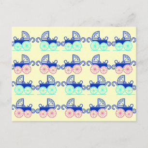 Vintage Style Baby Buggy Pattern Postcards PC