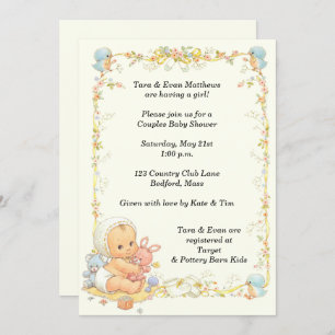 vintage Style Baby Shower Invitation