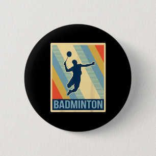 Vintage Style Badminton T Shirt 6 Cm Round Badge