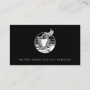 Vintage Style Barista Coffee Service Logo Business Card