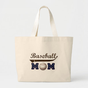 Vintage Style baseball mum Large Tote Bag
