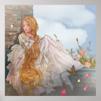 Vintage-style beautiful princess at castle window