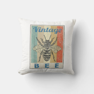 Vintage Style Bee Queen Honey Beekeeper Beekeeping Cushion
