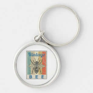 Vintage Style Bee Queen Honey Beekeeper Beekeeping Key Ring