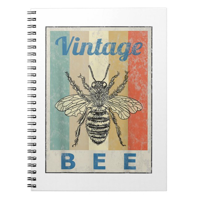 Vintage Style Bee Queen Honey Beekeeper Beekeeping Notebook (Front)