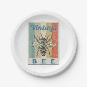 Vintage Style Bee Queen Honey Beekeeper Beekeeping Paper Plate