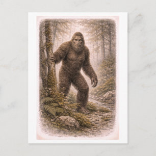 Vintage-Style Bigfoot (Myth Series) Illustration Postcard