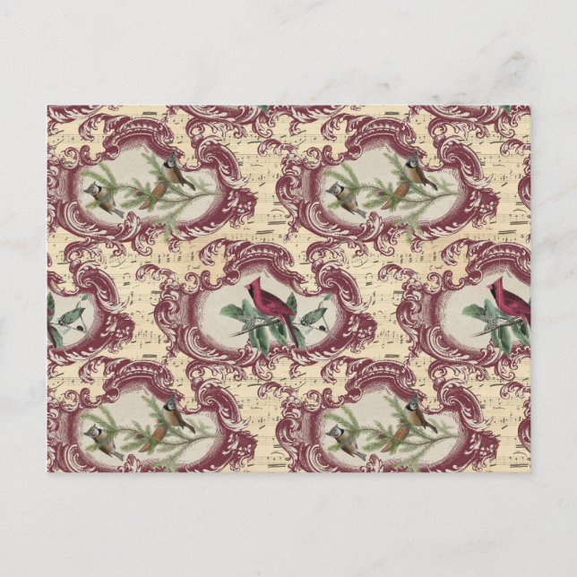 Vintage Style Birds and Sheet Music Postcard (Front)