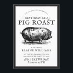Vintage Style | Birthday BBQ Pig Roast Party Invitation<br><div class="desc">Celebrate your next birthday party or event with these backyard barbecue invitations. It features a vintage style sketch of a hog surrounded by your unique event details in old vintage style writing.  The edge border and opposite side are complementary with a charcoal black colour.</div>