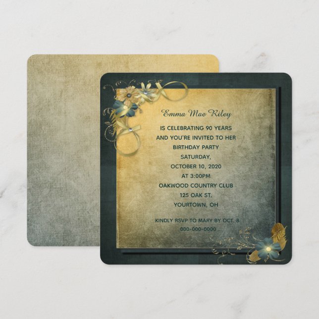 Vintage style birthday party invite (Front/Back)